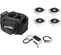 EUROLITE Set 4x AKKU IP Flat Light 1 chrom + Soft-Bag + chargeur