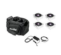 EUROLITE Set 4x AKKU IP Flat Light 1 chrom + Soft-Bag + chargeur