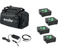 EUROLITE Set 4x AKKU IP Flat Light 3 sw + alimentation de charge + Soft-Bag (20000860)