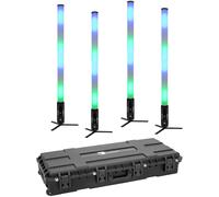 EUROLITE Set 4x AKKU IP Pixel Tube 360° PRO CRMX + Boîtier en plastique - Projecteurs à batterie