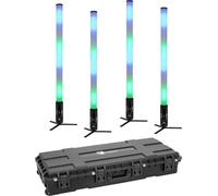 EUROLITE Set 4x AKKU IP Pixel Tube 360° PRO CRMX + boîtier plastique