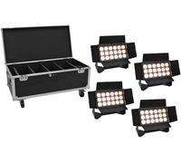 EUROLITE Set 4x AKKU Multiflood IP 18x10W RGBW Wash CRMX + Mallette avec roulettes - Kits complets