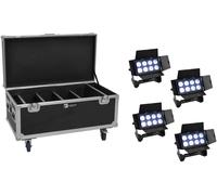 EUROLITE Set 4x AKKU Multiflood IP 8x10W RGBW Wash CRMX + Boîtier avec fonction de chargement - Kits complets