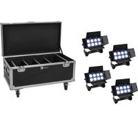 EUROLITE Set 4x AKKU Multiflood IP 8x10W RGBW Wash CRMX + Case avec fonction de charge (20000999)