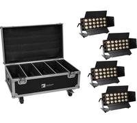 EUROLITE Set 4x LED CLS-18 QCL RGB/WW 18x7W + Flightcase avec roues (20001036)