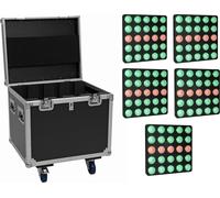 EUROLITE Set 4x LED Pixel Matrix Panel 5x5 RGB/WW + Flightcase avec roulettes