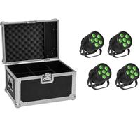 EUROLITE Set 4x LED Silent PAR 6 Q loor bk + Case - Kits complets