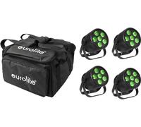 EUROLITE Set 4x LED Silent Par 6 Q loor bk + Soft Bag - Projecteurs PAR LED