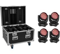 EUROLITE Set 4x LED TMH-X4 Moving-Head Wash Zoom + Case - Kits