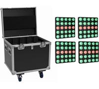 EUROLITE Set 4x panneau matriciel LED Pixel 5x5 RGB/WW + flight case avec roulettes - Kits complets