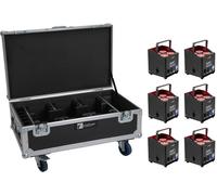 EUROLITE Set 6x AKKU UP-4 QCL Spot QuickDMX MK2 + Flightcase avec roulettes et fonction de recharge - Kits