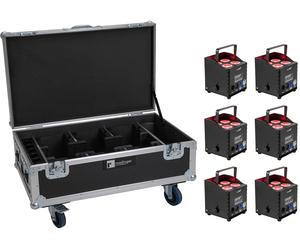 EUROLITE Set 6x AKKU UP-4 QCL Spot QuickDMX MK2 + Flightcase avec roulettes et fonction de recharge - Kits