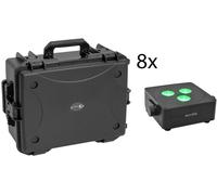 EUROLITE Set 8x AKKU IP Flat Light 3 bk + Mallette en plastique avec roulettes - Kits complets