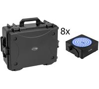 EUROLITE Set 8x AKKU IP Flat Light SMD bk + Mallette en plastique avec roulettes - Projecteurs à batterie
