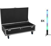 EUROLITE Set 8x AKKU IP Pixel Tube 360° PRO CRMX + flightcase avec roulettes et fonction de charge