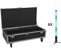 EUROLITE Set 8x AKKU IP Pixel Tube 360° PRO CRMX + Flightcase avec roulettes et fonction de recharge - Kits complets