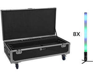 EUROLITE Set 8x AKKU IP Pixel Tube 360° PRO CRMX + Flightcase avec roulettes et fonction de recharge - Kits complets