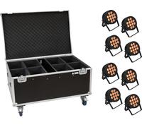 EUROLITE Set 8x LED IP PAR 12x8W QCL Spot + Mallette avec roulettes - Kits