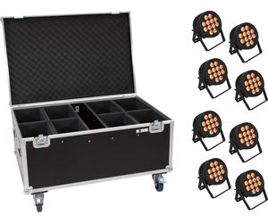 EUROLITE Set 8x LED IP PAR 12x8W QCL Spot + Mallette avec roulettes - Kits