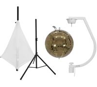 EUROLITE Set boule miroir 30cm or avec support et housse de trépied blanc - Kits complets de boule à facettes