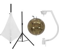 EUROLITE Set boule miroir 30cm or avec trépied et voile blanc