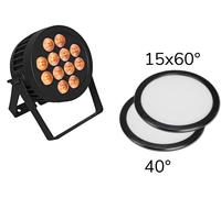 EUROLITE Set LED IP PAR 12x9W SCL Spot + 2x Couvercle diffuseur (15x60° et 40°) - Kits