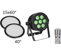 EUROLITE Set LED IP PAR 7x8W QCL Spot + 2x Couvercle diffuseur (15x60° et 40°) - Kits