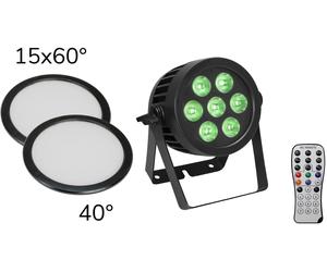 EUROLITE Set LED IP PAR 7x9W SCL Spot + 2x Couvercle diffuseur (15x60° et 40°) - Kits