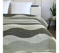 Euromat Couvre-lit Réversible 220x240 cm - sans taies d'oreiller - Jeté de Lit Double Face Doux et Léger, Style Moderne pour Lit Double ou Queen (Tavira - Gris Vert De Gris (Sy-7630))