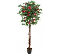 EUROPALMS Camelia rouge cimenté, plante artificielle, 180cm - Arbres