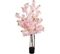 EUROPALMS Cerisier à 3 troncs, plante artificielle, rose, 160 cm - Arbres