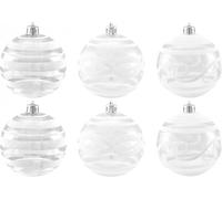 EUROPALMS Deco Ball 7cm, clear, diverse designs 6x - Boules de Noël