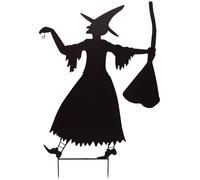EUROPALMS Silhouette de sorcière en métal avec balai, 140 cm - Décoration Halloween