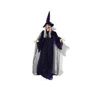 EUROPALMS Sorcière d'halloween, animée 175 cm | Figurine animée de sorcière Debout, avec Effets sonores et Lumineux (Fonctionnement sur Piles et USB)