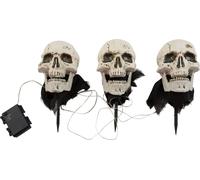 EUROPALMS Tête de squelette pour Halloween avec piquet, lot de 3, 29cm - Décoration Halloween