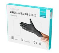 EUROPAPA® - Lot de 100 gants jetables en vinyle sans latex et non poudrés - Taille S, M, L et XL (Noir, M)