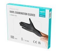 EUROPAPA® - Lot de 100 gants jetables en vinyle sans latex et non poudrés - Taille S, M, L et XL (Noir, S)