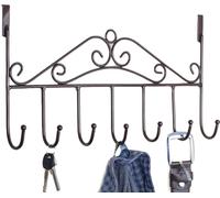European Door Back Hanger Hanging Rack Holder Crochet pour sac serviette manteau vêtements fer chapeau décoratif 5 crochets - Marron