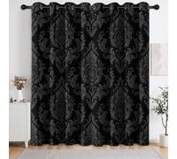 Européen Classique Damas Magnifique Rideaux Occultants, 117L X 138H cm | Isolation Thermique et Phonique pour Chambre et Salon, Rideau Baroque Traditionnel à Oeillets, Réduction du Bruit Lot de 2