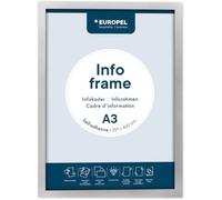Europel Cadre Affichage A3 Adhésif Magnétique Argent, Recto-Verso, Lot de 2 | Film repositionnable sans perçage, bords aimantés, portrait ou paysage, 450 x 327 mm, bordure 18 mm