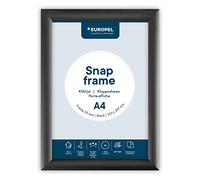 Europel Cadre Clic-Clac A4 Aluminium Anodisé, Profil 25mm, Coins 45°, Noir | 328x241x11mm, 480g, PET Antireflet, Fixation Murale Incluse, Portrait ou Paysage, Pour Bureaux Hôtels Restaurants Commerces