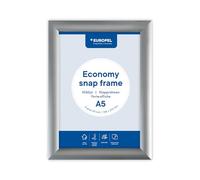 EUROPEL Cadre Clipsable A5 Argent - Aluminium Anodisé, Film Anti-Reflets, Portrait & Paysage - Affichage Poster 148×210 mm, Bureau, Hôtel, Restaurant & Réception