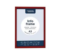 EUROPEL Cadre d'affichage autocollant magnétique en PVC, A3 rouge, set 2 pièces, adhésif repositionnable, visible recto-verso, portrait ou paysage, dimension hors-tout 450x327mm