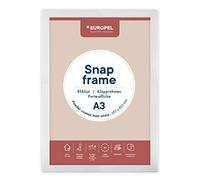 Europel Cadre Porte affiche clic-clac léger A3, finition blanche mate et poudrée, 25x11 mm, Aluminium anodisé protecteur anti-reflet, extérieures 328x451 mm, Dos polystyrène gris