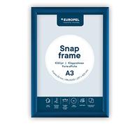 EUROPEL Cadre Porte affiche clipsable A3, couleur bleue, Profil 25mm, Aluminium anodisé et protecteur anti-reflet, Dimensions extérieures 328x451 mm, Dos polystyrène gris