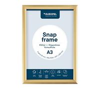 EUROPEL Cadre porte-affiche clipsable A3, profil 25x11 mm, couleur dorée, aluminium anodisé et protecteur anti-reflet, dimensions 328x451 mm, dos polystyrène gris