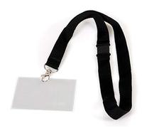 EUROPEL Cordon Textile Noir avec Porte-carte PVC Transparent (Pack de 5) | Porte-badge Horizontal pour École, Collèges, Bureaux & Événements d’Entreprise | 90 x 60 mm, 121280