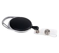 EUROPEL Enrouleur de Badge avec Mousqueton, Cordon de 80 cm, avec Bouton-poussoir, Noir (Pack de 10) | Pour Badges Nominatifs, Porte-passe, Écoles, Bureaux, Conférences | 121284