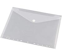 Europel Lot de 10 Pochettes Enveloppes perforée A4 avec Fermeture Auto-Agrippante en polypropylène, 135361 - couleur blanc.