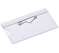 EUROPEL Lot de 24 Porte-badges 75×40 mm - Épingle de sécurité + inserts vierges inclus, PVC transparent, format standard pour bureau, école et réunion